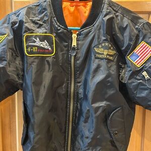 Black Bomber Jacket with Patches